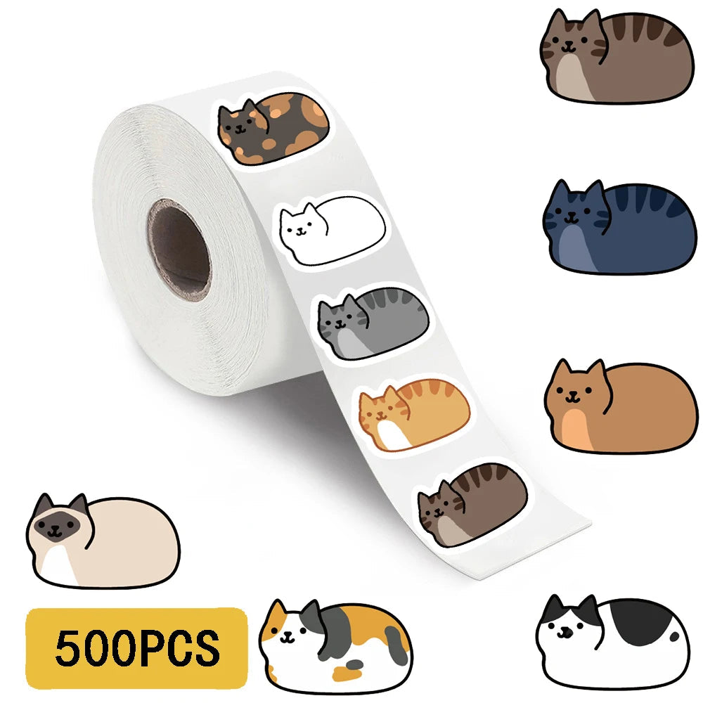 500PCS Kawaii Cartoon Cat Tuo Tuo Roll Stickers Skateboard Laptop Luggage Skateboard Phone Gift Waterproof Phone Cute Sticker Quick Pick Grocers